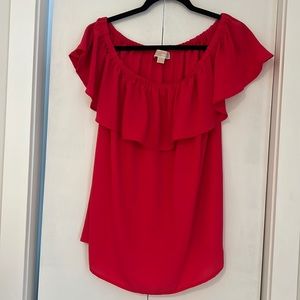 Michael by Michael Kors hot pink sleeveless ruffle top XL